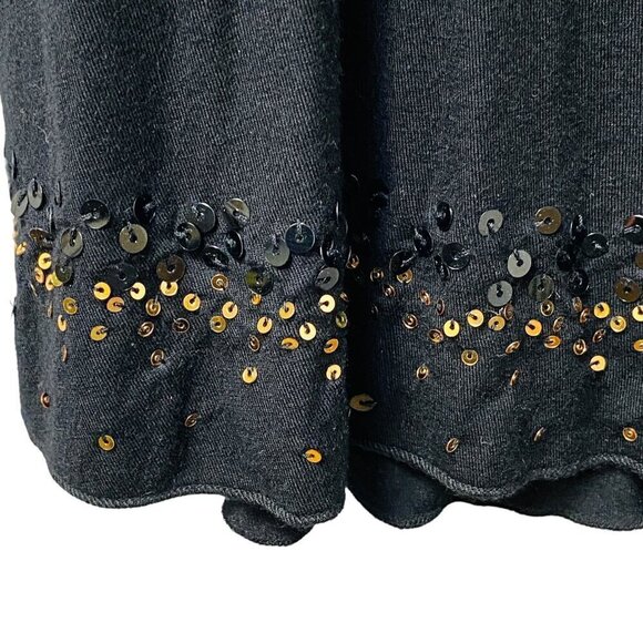 KAREN KANE Flowy Top Plus Size 2X Black Gold Sequined Ruffled Tier Peasant Tunic - Picture 5 of 9
